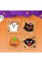 100pcs Cute Cartoon Halloween Pumpkin Ghost Bat Cat Print Self-adhesive Bag Party Gift Self-Sealing Bag (Cute)