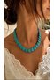 Crimped Turquoise Natural Stone Design Women's Necklace Trendy Necklace