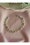 Gold & Silver Two Color Zircon Stone Detailed Heart Bracelet - 2