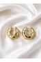 Women's Hoop Earrings with Stone Detail, Water Resistant - 2