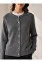 Crew Neck Gold Button Detailed Basic Women's Knitwear Cardigan