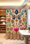 Bathroom Curtain, Retro Drawing Flowers Pattern Shower Curtain, Bathtub Curtain 175X200Cm - 3