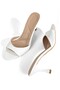 White Matte Asymmetrical Single Strap Thin Heeled Slippers Ttanra - 2