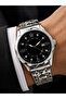 Men's Wristwatch with Calendar, Silver Color, Black Dial, Luxury Design, Steel Band, Gift Boxed - 2