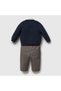 100% Cotton Baby Boy 3-Piece Bohemian Special Day Birthday Set – Teddy Bear Embroidered Knit Cardigan, Tiny Polka Dot Shirt, and Gray Pants - 3