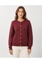 Crew Neck Gold Button Detailed Basic Women's Knitwear Cardigan - 3