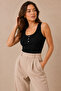 Women's 5-Pack U-Neck Buttoned Thick Strap 95% Cotton Camisole Undershirt Black - 3