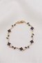 Navy Blue Clover Model Zircon Stone Gold Color Stainless Steel Women's Bracelet - 6
