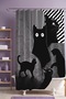 Bathroom Curtain, Black Striped Cats Patterned Shower Curtain, Bathtub Curtain 175X200Cm - 2