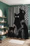 Bathroom Curtain, Black Striped Cats Patterned Shower Curtain, Bathtub Curtain 175X200Cm - 4