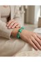 Green Jasper Natural Stone 316L Steel Gold Detailed Antique Design Women's Flexible Bracelet - 2