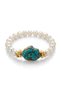 Real Freshwater Pearl 316L Steel Gold Detailed Turquoise Natural Stone Antique Design Women's Flexible Bracelet - 2