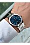 Special Design Silver-Navy Blue Color 5 Atm Slim Case Steel Band Men's Wristwatch 8275Lc - 3