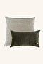 Green Houndstooth Patterned Padded 2-Piece Throw Pillow Set
