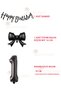 Small Black Ribbon Balloon 1 Piece - 1 Piece Black 76 cm Number Balloon 1 Banner - Age - 2
