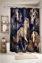 Bathroom Curtain, Gold Embroidered Flowers Pattern Shower Curtain, Bathtub Curtain 175X200Cm