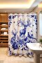 Bathroom Curtain, Blue Flowers and Animals Patterned Shower Curtain, Bathtub Curtain 175X200Cm - 3