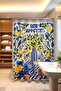 Bathroom Curtain, Navy Blue Birds and Yellow Lemons Patterned Shower Curtain, Bathtub Curtain 175X200Cm - 3
