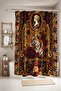 Bathroom Curtain, Roses and Tiger Painting Patterned Shower Curtain, Bathtub Curtain 175X200Cm