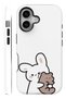 iPhone 16 Rabbit Double Layer Full Covering Print Glossy Protect Phone Case