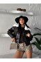 Leather Jacket with Fur Collar and Double Pockets - 2