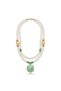 Natural Stone Women's Necklace Real Pearl Turquoise Stone End Steel Gold Detailed Vintage Bohemian Jewelry - 4