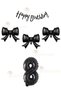3 Pieces of Black Bow Balloons, 1 Piece of Black Number Balloon, 1 Piece of Black Happy Birthday Text Balloon.