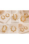 Gold Steel Spike Hoop Earrings - 2