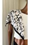 Fular Hair Accessory Black-White Patterned, Can Be Used as a Bag Accessory and as a Bandana 50X50