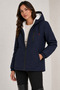 Women's Navy Blue, Plush Lined, Hooded Water and Wind Resistant, Winter Coat & Jacket & Parka - 4