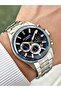 Silver-Navy Blue Color 5 Atm Multi-Function Steel Band Men's Wristwatch 8213Lc