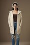 Gret Oversize Soft Textured Hooded Back Skirt Slit and Lace Detailed Low Sleeve Knitwear Women's Cardigan & Jacket - Beige - 6