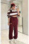 Women's Striped Polo Collar Sweatshirt Tracksuit Two-Piece Set