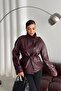 New Season Mock Neck Short Leather Trench Coat - 4