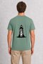 Men's Lisbon Lighthouse Illustration Back Print - Green