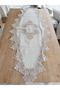 Living Room Set Dowry Set Cream Runner Set 5 Piece Linen Runner Table Console Coffee Table Cover Gülseda - 5