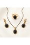 Bronze Women Copper Women Jewelry Set Black Onyx Vintage Necklace Earrings Ring Set - 3