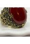 Vintage Authentic Bronze Adjustable Women's Ring with Burgundy Stone - Special Design Jewelry - 4