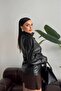 New Season Mock Neck Short Leather Trench Coat - 6
