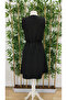 Women's v-neck button-front linen mini dress with elastic waist - 5