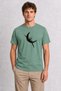 Unisex Green Sumi-E Style Bamboo and Moon Graphic Printed Regular Fit 100% Cotton T-Shirt