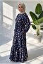 Haki̇m Collar Half Buttoned Waist Tieed Patterned Women's Tunic Viscose Dress - 2