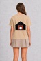 Modern Japanese Style Mountain and Gate Image - Back Print - Cream - 4