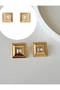 Brass Gold Stone Vintage Women's Earrings - 3