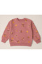 Girls' 2-Piece Sweatshirt Set Thin Raised Floral Pattern Crew Neck Long Sleeve Top - Dusty Rose & Biscuit Colors - 3