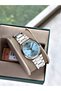 Special Design Silver-Blue Color 3 Atm Slim Case Steel Band Women's Wristwatch 8276Lc - 3