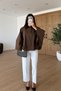 Brown Velvet Collar Lined Cape Trench Coat - 20288 - 3