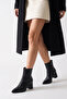 Women's Brown Pointed Toe Zippered Thick Heeled Stylish Ankle Boots - 5