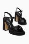 Black Satin Women's Platform Heeled Shoes - 6