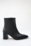 Women's Brown Pointed Toe Zippered Thick Heeled Stylish Ankle Boots - 2